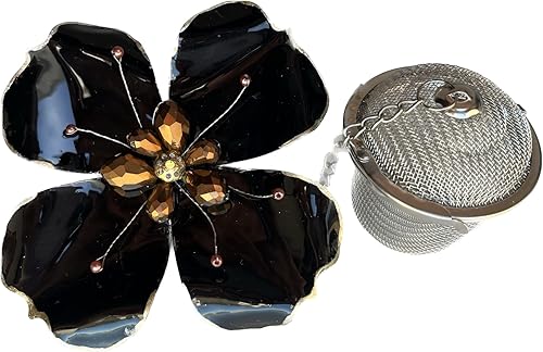 Miniatura 1 de STUDIO A Infusor más empinado de té de hojas sueltas con filtro de acero inoxidable para té suelto y especias, colador de té con flor de metal hecha