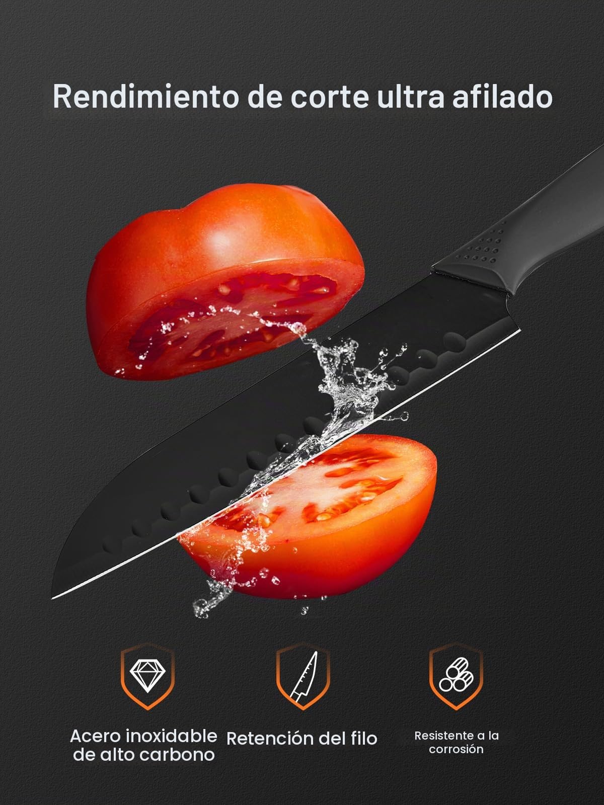 Juego de Cuchillos de Cocina con Bloque FOHERE 23 Piezas Bloque de cuchillos con Afilador Integrado, Cuchillos Cocina con Cuchillo Deshuesador y Cuchillo para queso, Negro