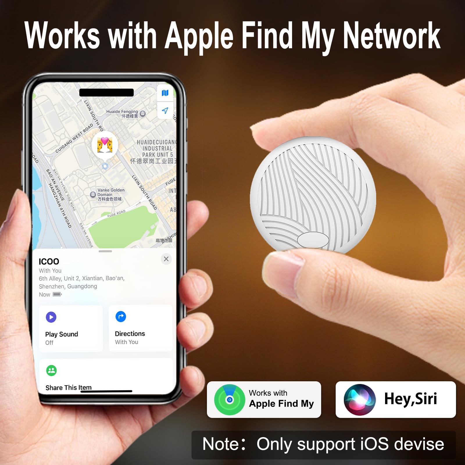 ICOO Key Finders & trackers Works with Apple Find My (iOS Only) is Perfect for locating Keys, Luggage, Backpacks, and Pets. These Item Finders Feature Replaceable Batteries, Loud beeps, and Tracking