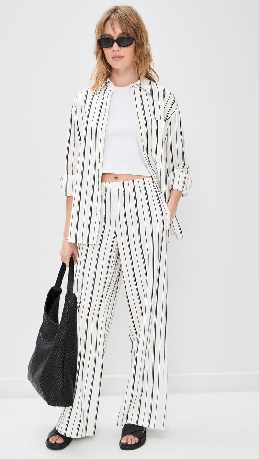 Vince Women's Resort Stripe Drawstring Pull On Pants