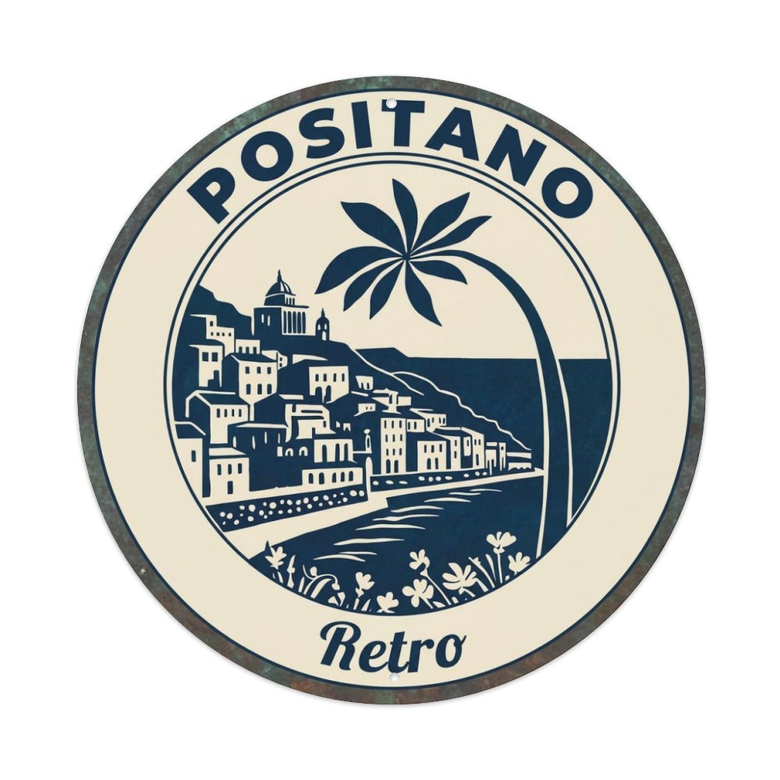 Vintage Travel Positano Italy Classic Metal Tin Sign Plaque