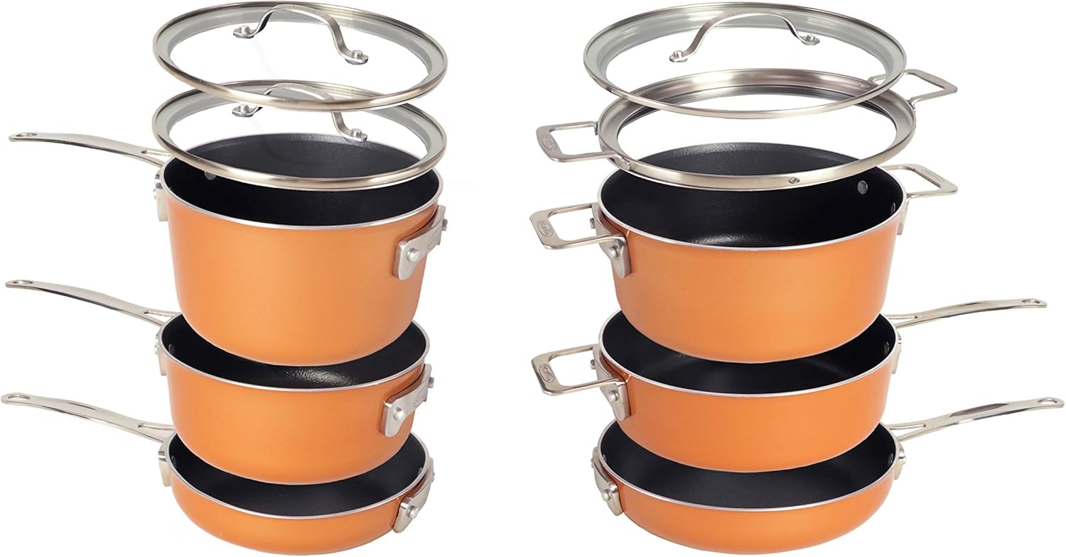 Greatest Product Gotham Steel Stackmaster Pots & Pans Set | Space Saving 15 Piece Stackable Nonstick Cookware Set, Includes Frying Pans, Skillets, Saucepans Stock Pots + 5 Utensils | Induction, Oven & Dishwasher Safe