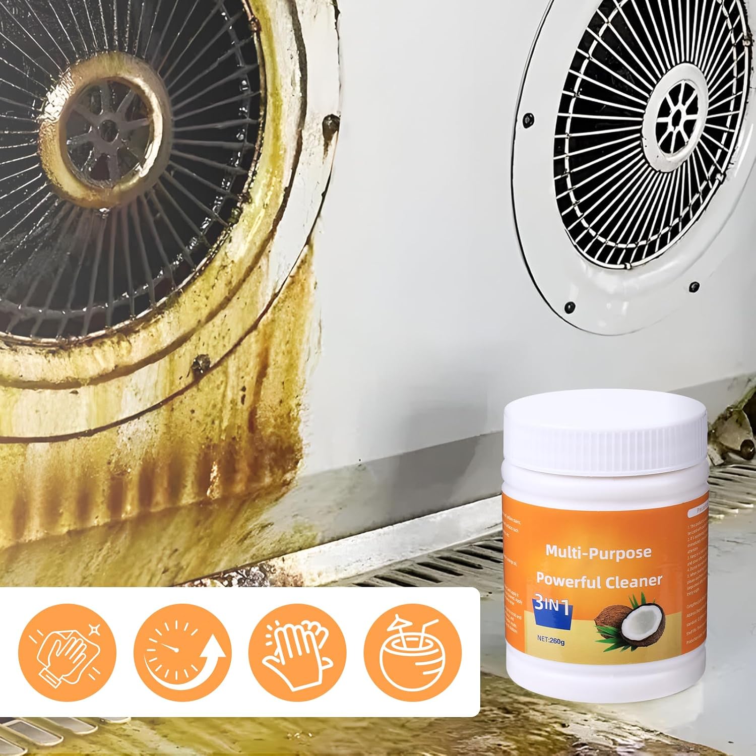 Multi-Purpose Powerful Cleaner for Kitchen, Heavy Kitchen Duty Degreaser, 260g Coconut Oil Natural Decontamination Cream, All-Purpose Cleaner Removes Stains on Microwave, Oven & Stove Top image 3