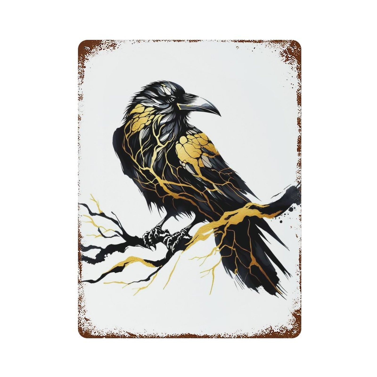 Ink Raven 15.7"x11.8" Weathered Tin Sign, Decorative Metal Wall Art for Cafe, Home Bar And Lounge Decor