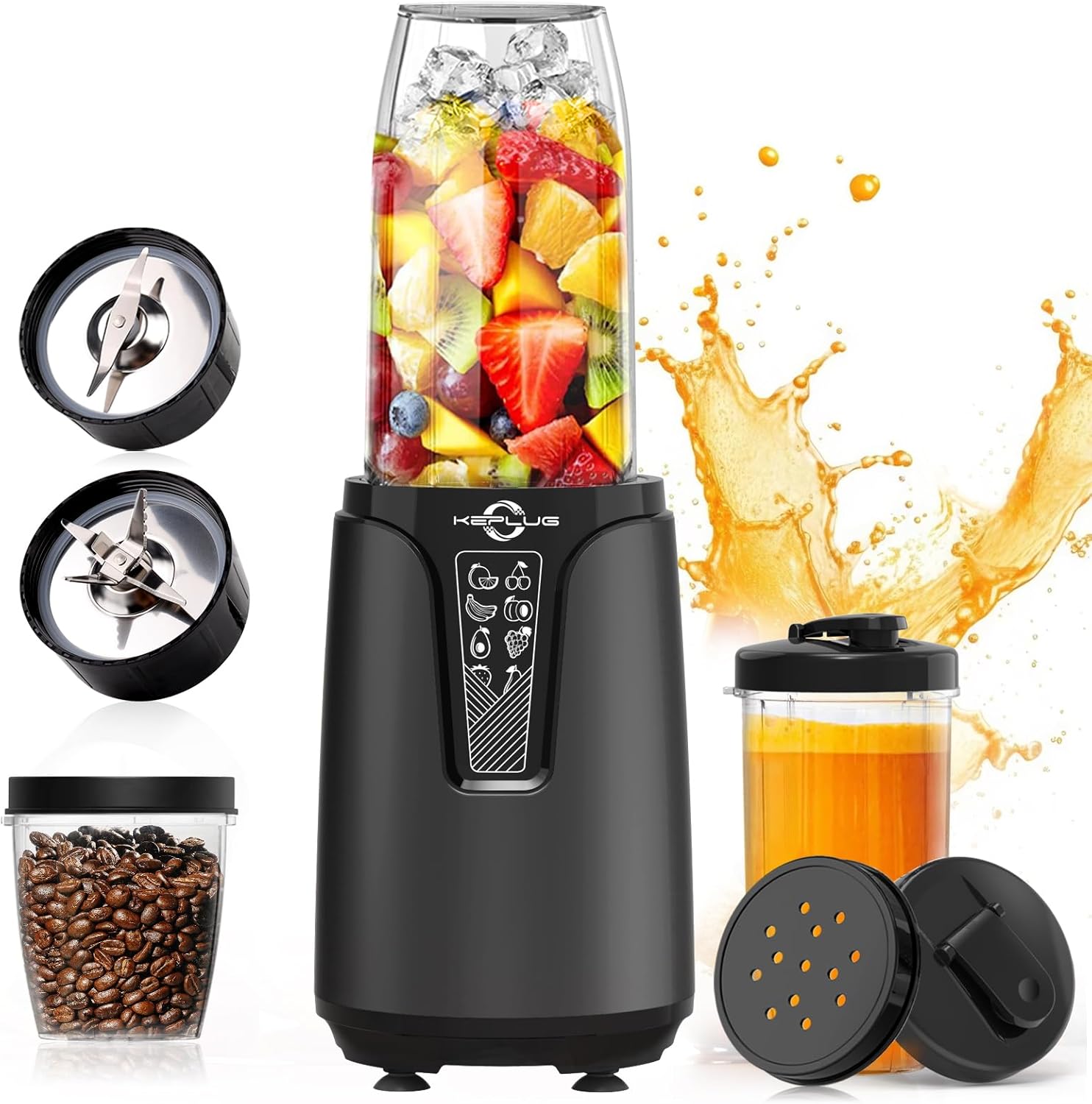 Portable Blender for Shakes and Smoothies, 850W Personal Blenders for Kitchen, 6 Blades Smoothie Blender with Grinder, 2 * 20oz To-Go Cup,17 Pieces Countertop Blender for Fruit Protein Drink Baby Food