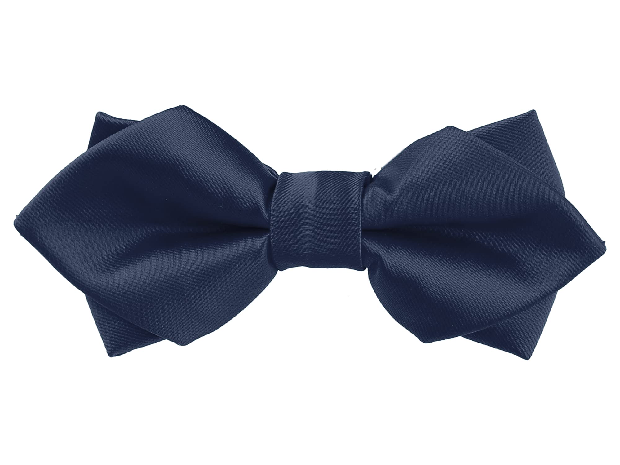 Elerevyo Men's Diamond Pointed Bowties Pre-tied Solid Bow Ties for Formal Wedding Navy Blue One Size