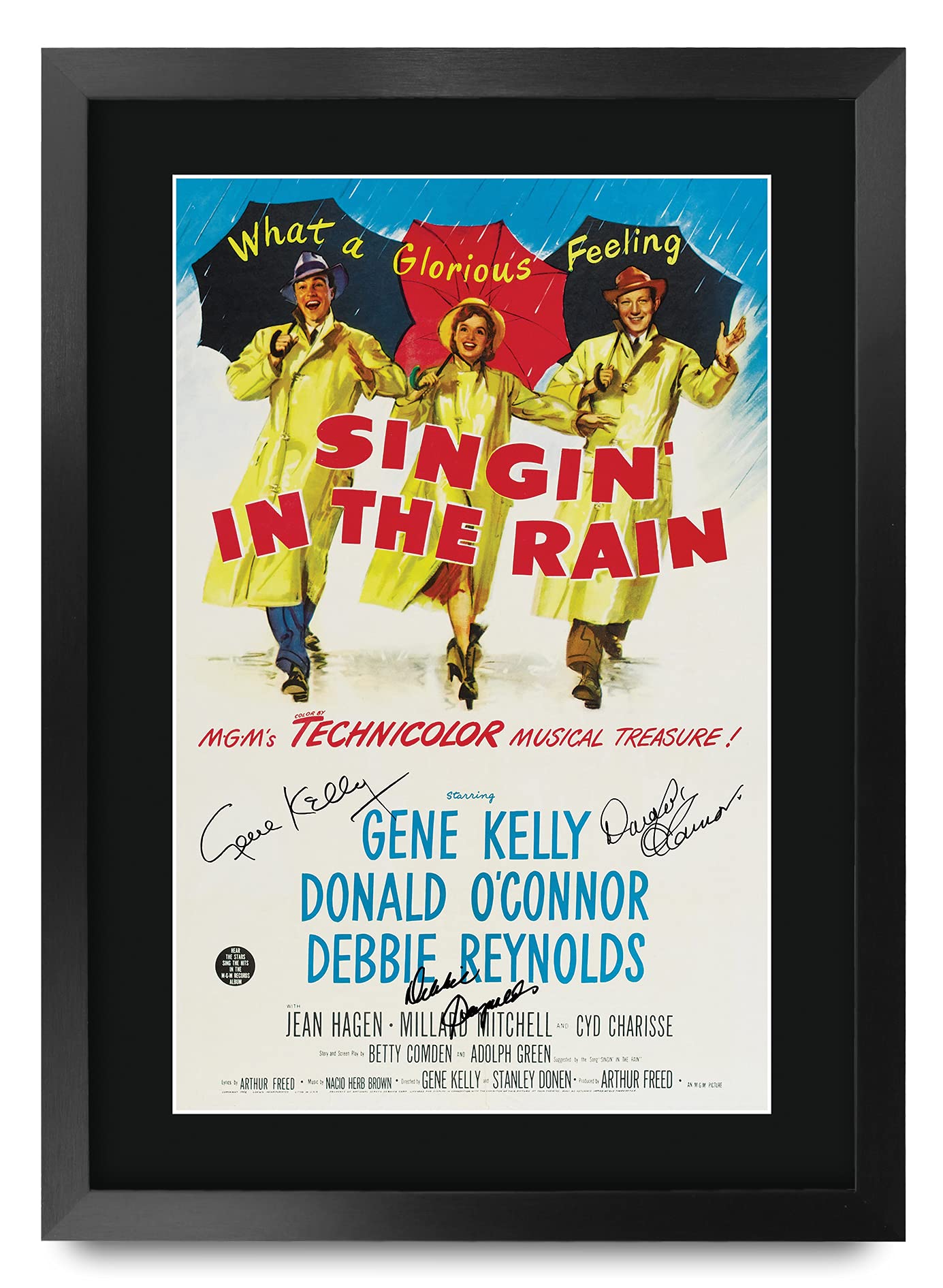 HWC TradingHWC Trading Singin in the Rain Gene Kelly 16 x 12 inch Framed Gifts Printed Poster Signed Autograph Picture for Movie Memorabilia Fans - 16" x 12" Framed