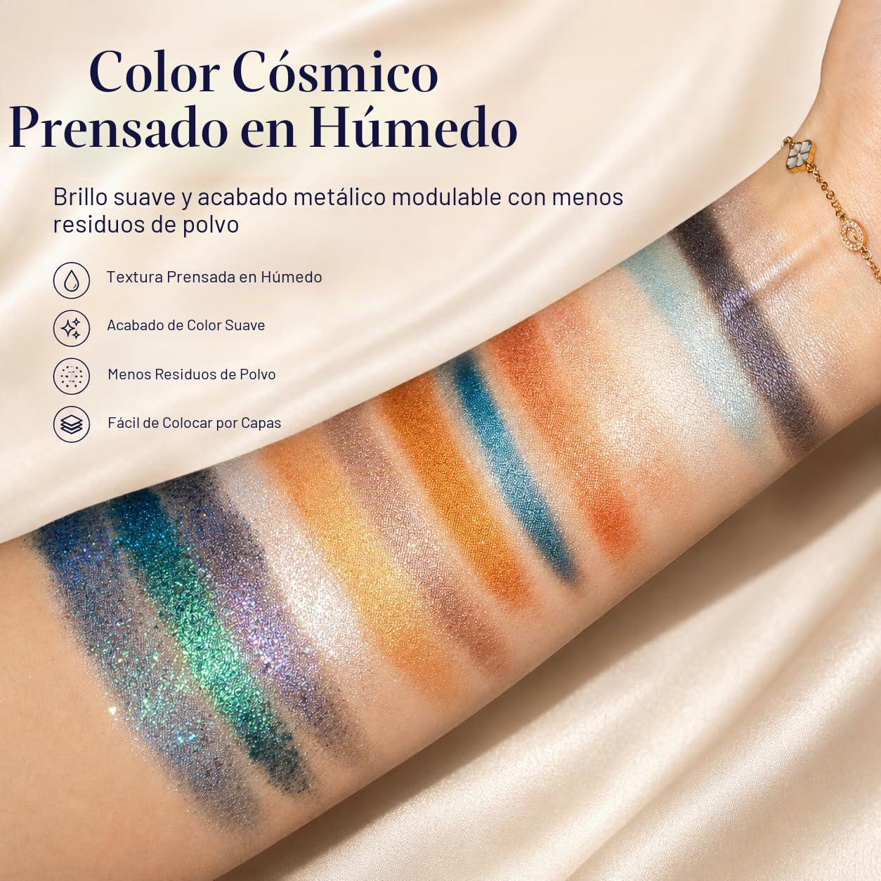 TINTARK Paleta de sombras de ojos Galactic Assemble de 14 colores, sombras de ojos metalizadas con purpurina, verde, azul, morado, marrón, crema desnuda, paleta de maquillaje, Galaxy Schminke Create
