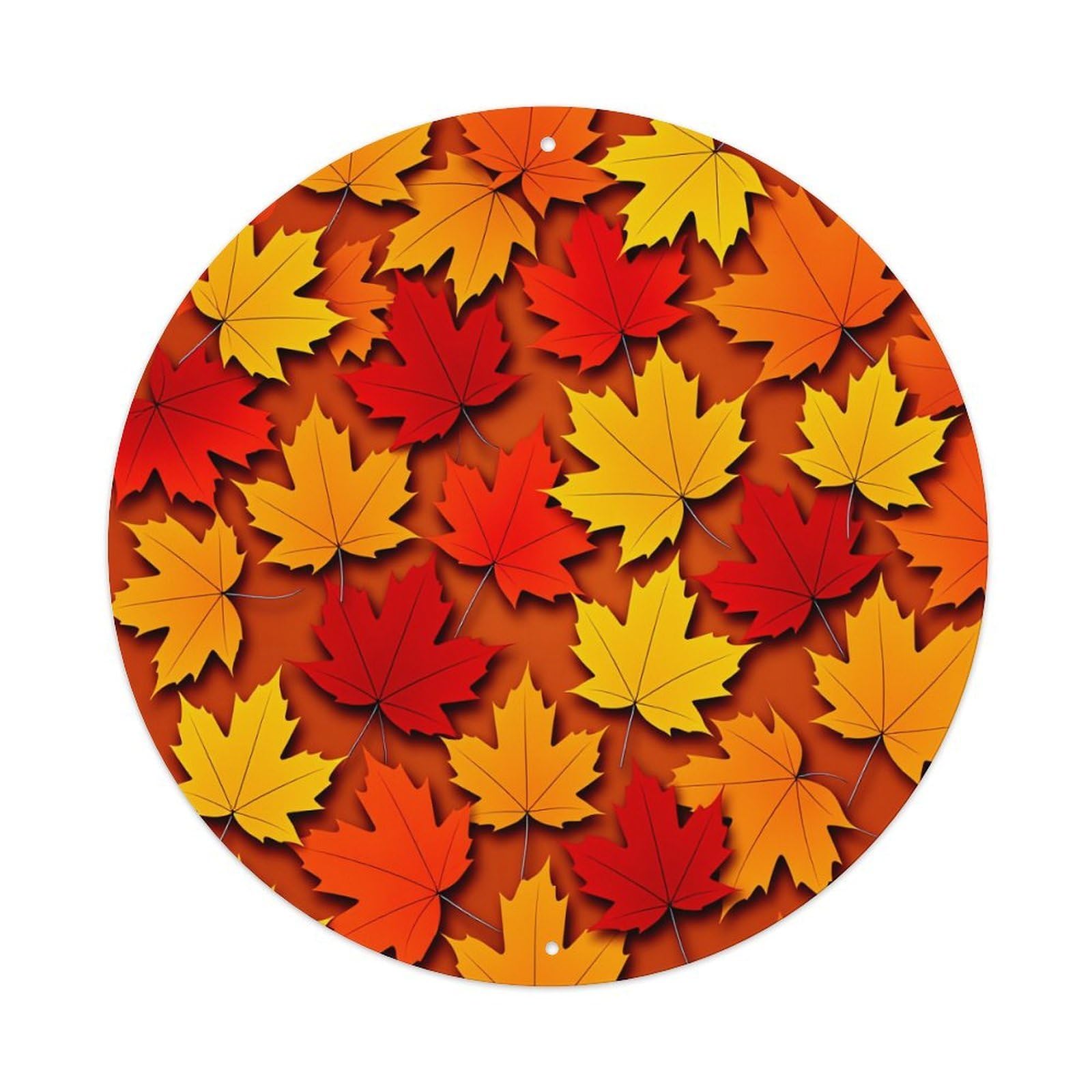 Autumn Leaves Pattern Print Design Background Metal Tin Sign Plaque