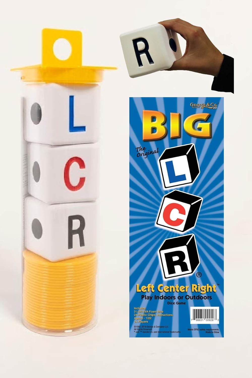 LCR Big Left Center Right™ Dice Game - Indoor/Outdoor Classic 18" H
