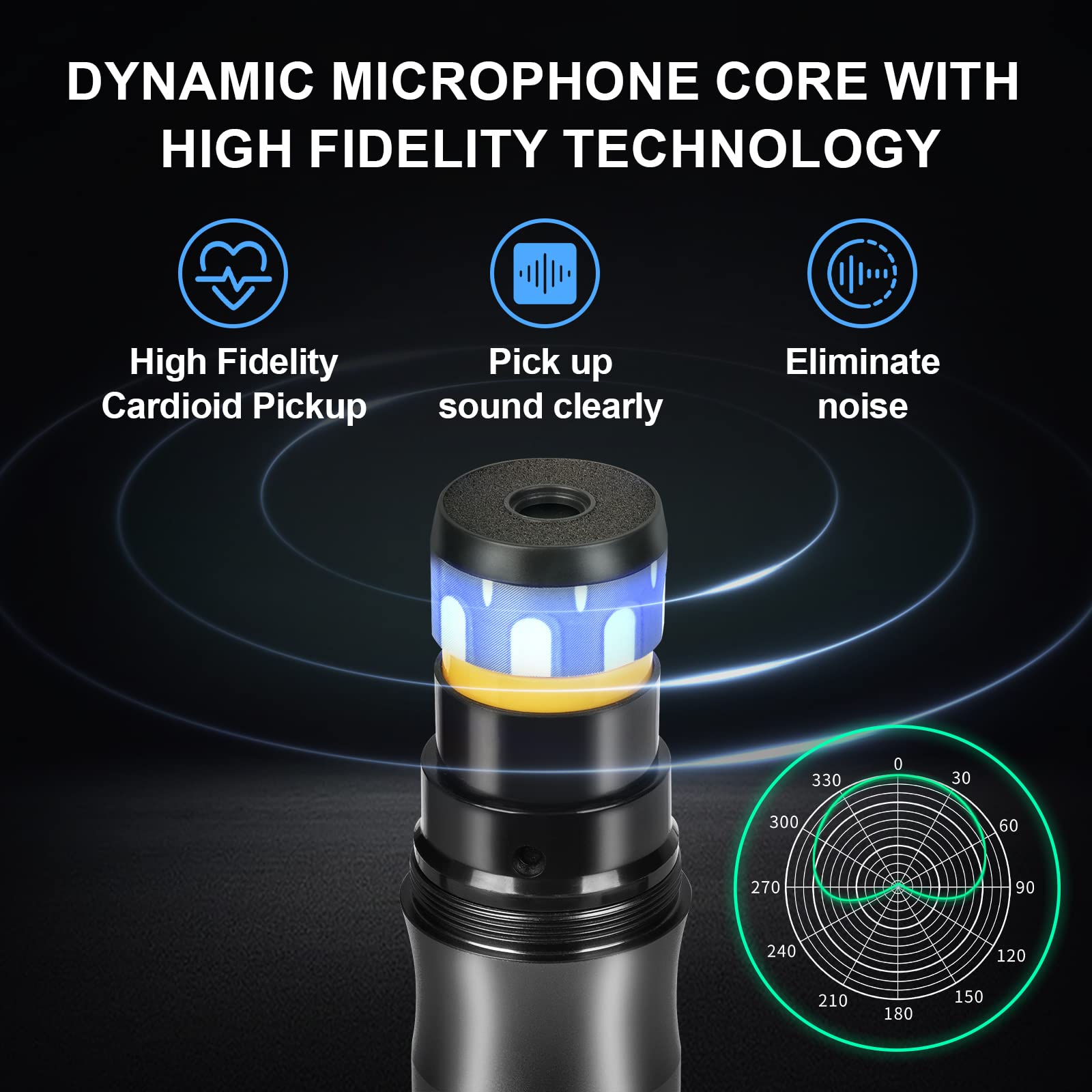 Depusheng DF208 UHF microfoni senza fili, sistema di microfono portatile dinamico professionale a 8 canali, alloggiamento in metallo, adatto per palcoscenico, conferenza
