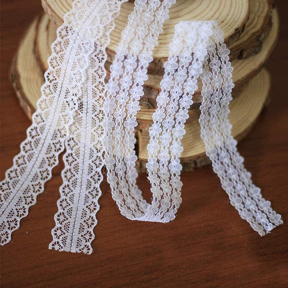 Tira Bordada Cinta De Encaje Blanca Vintage - 50m (2 Rollos) Para Bodas Y  Manualidades Flecos Para Coser, image size:1001x1001