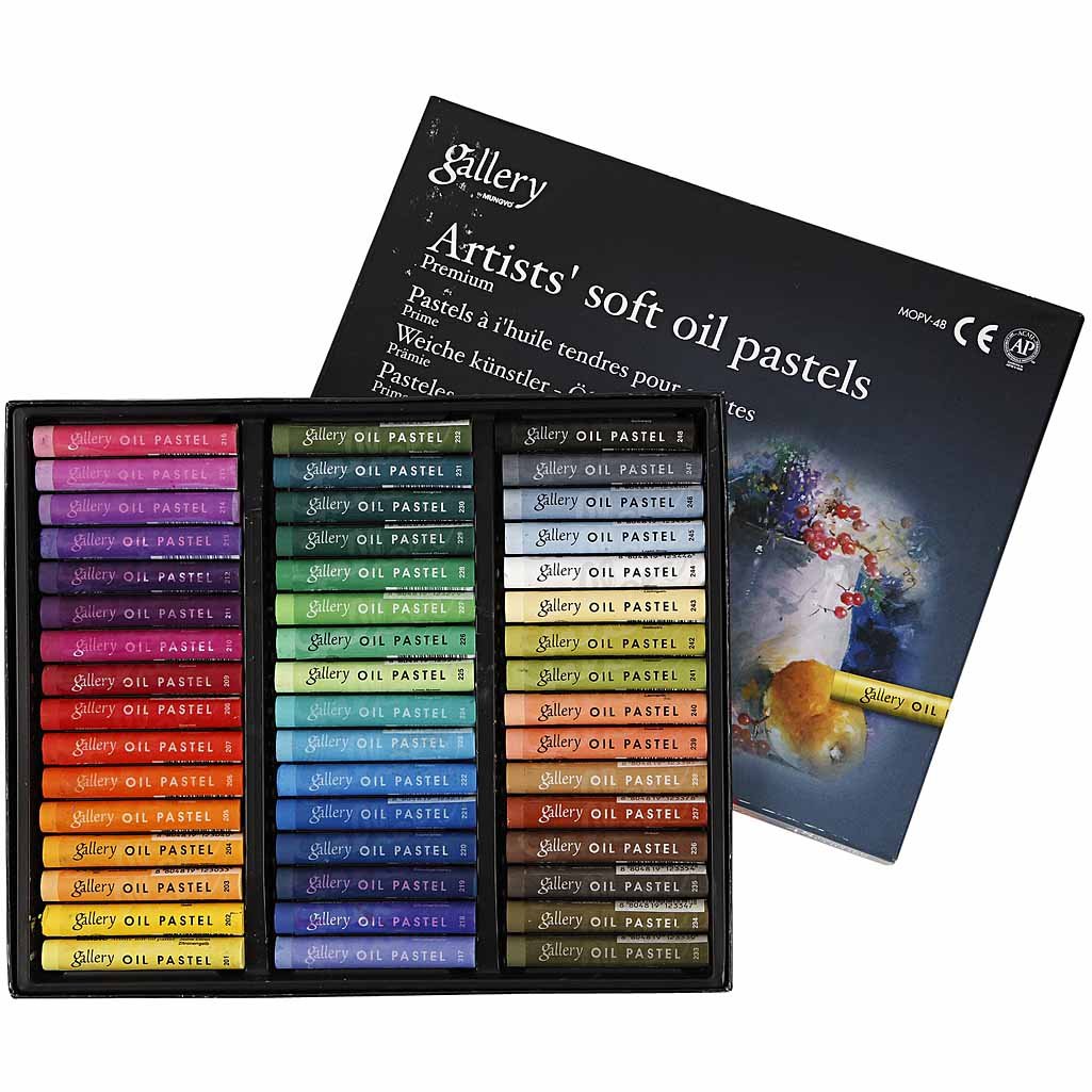 Gallery Lot de 48 pastels à l'huile de qualité supérieure Épaisseur 10 mm L 7 mm Couleurs assorties