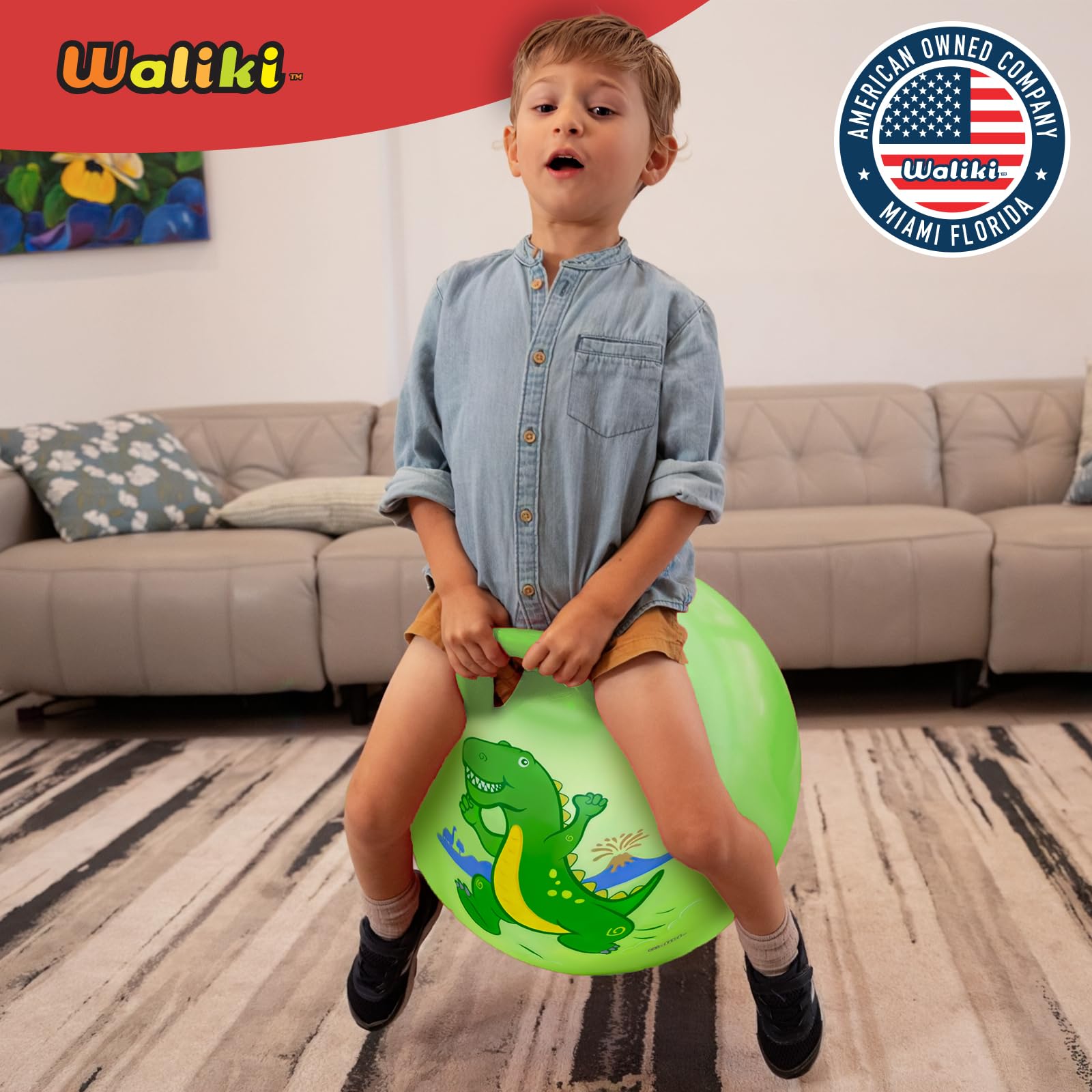 WALIKI Dino Hopper Ball for Kids 3-6 | T-Rex Hippity Hop | Jumping Hopping Ball - Image 3