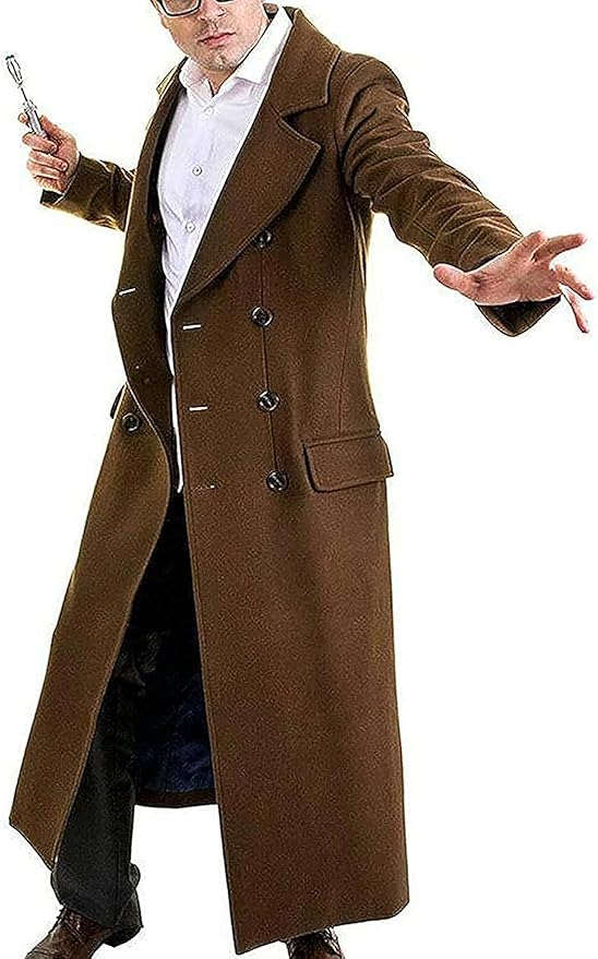 Doctor Brown Wool Trenchcoat - Langer Detective Mantel Im David Tennant Style