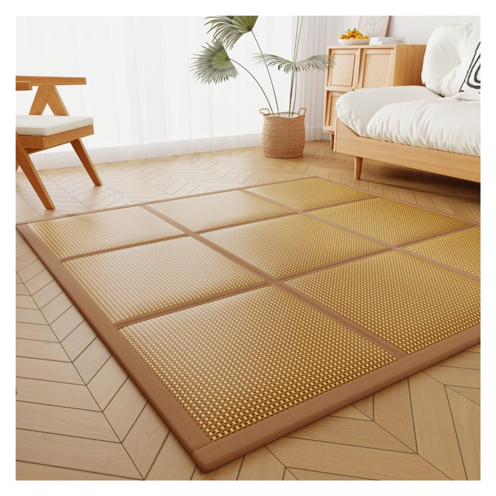 Esterilla Tatami Japonés Dormir Alfombrilla Colchón Futón Plegable de Suelo(Light Brown,80x200cm)