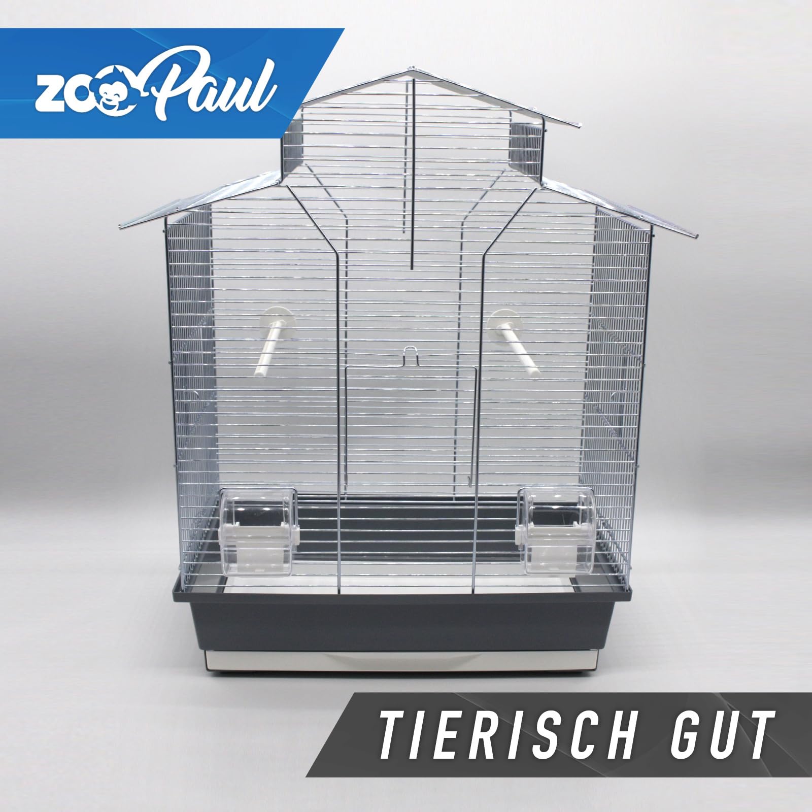 Zoopaul Vogelkäfig IZA 2 II Mokka 52x30x60 cm für Wellensittiche und Kanarien, Verchromter Stahl mit Kunststoff Unterschale