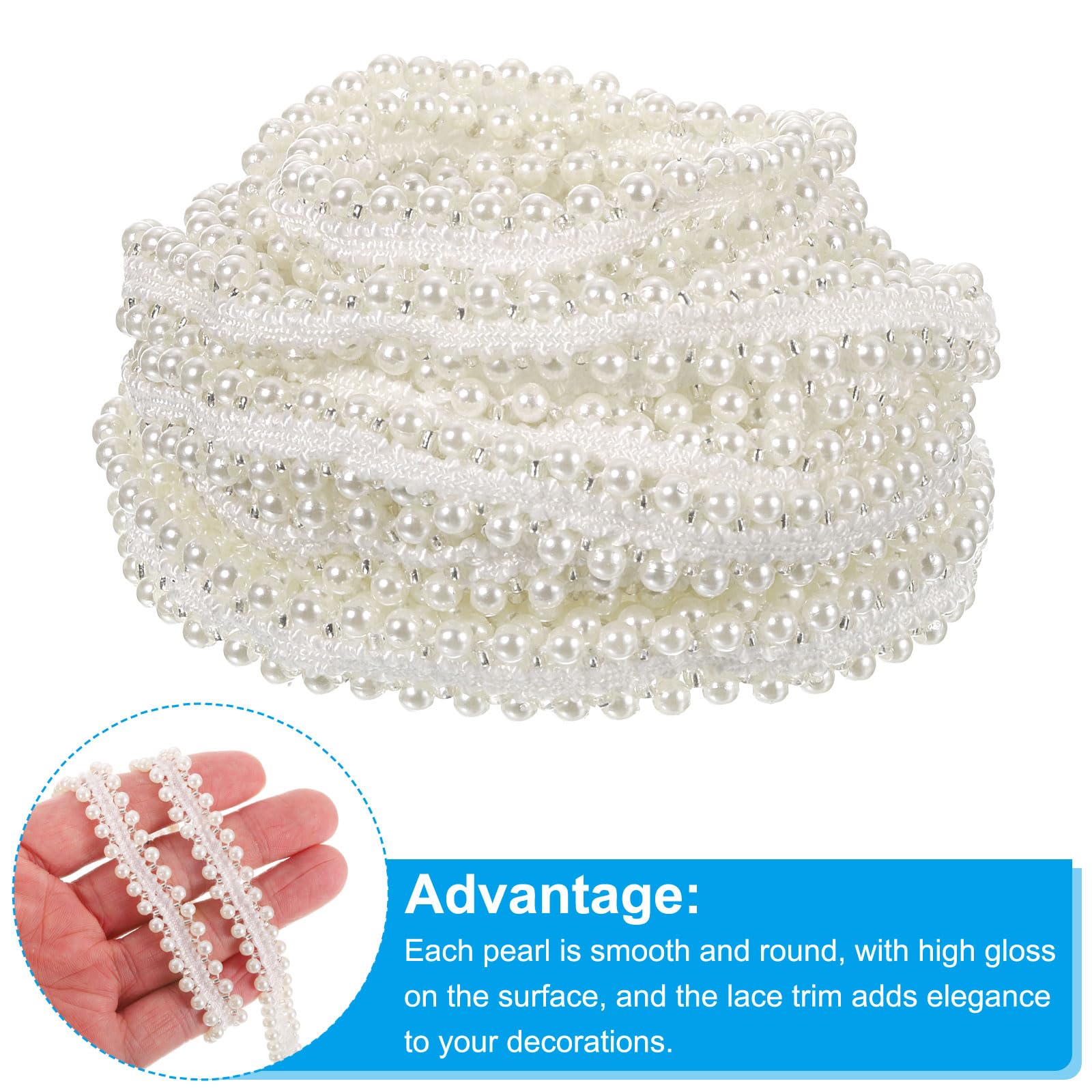 PATIKIL 5 Yard Faux Pearl Lace Ribbon - Image 3