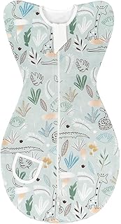 ZIGJOY Baby Swaddle Transition Sleep Bag with Arms Up Cotton Baby Wearable Blanket with 2-Way Zipper 0.5 TOG Lightweight Sleep Sack for Newborn Infant 0-3/3-6/6-9 Months