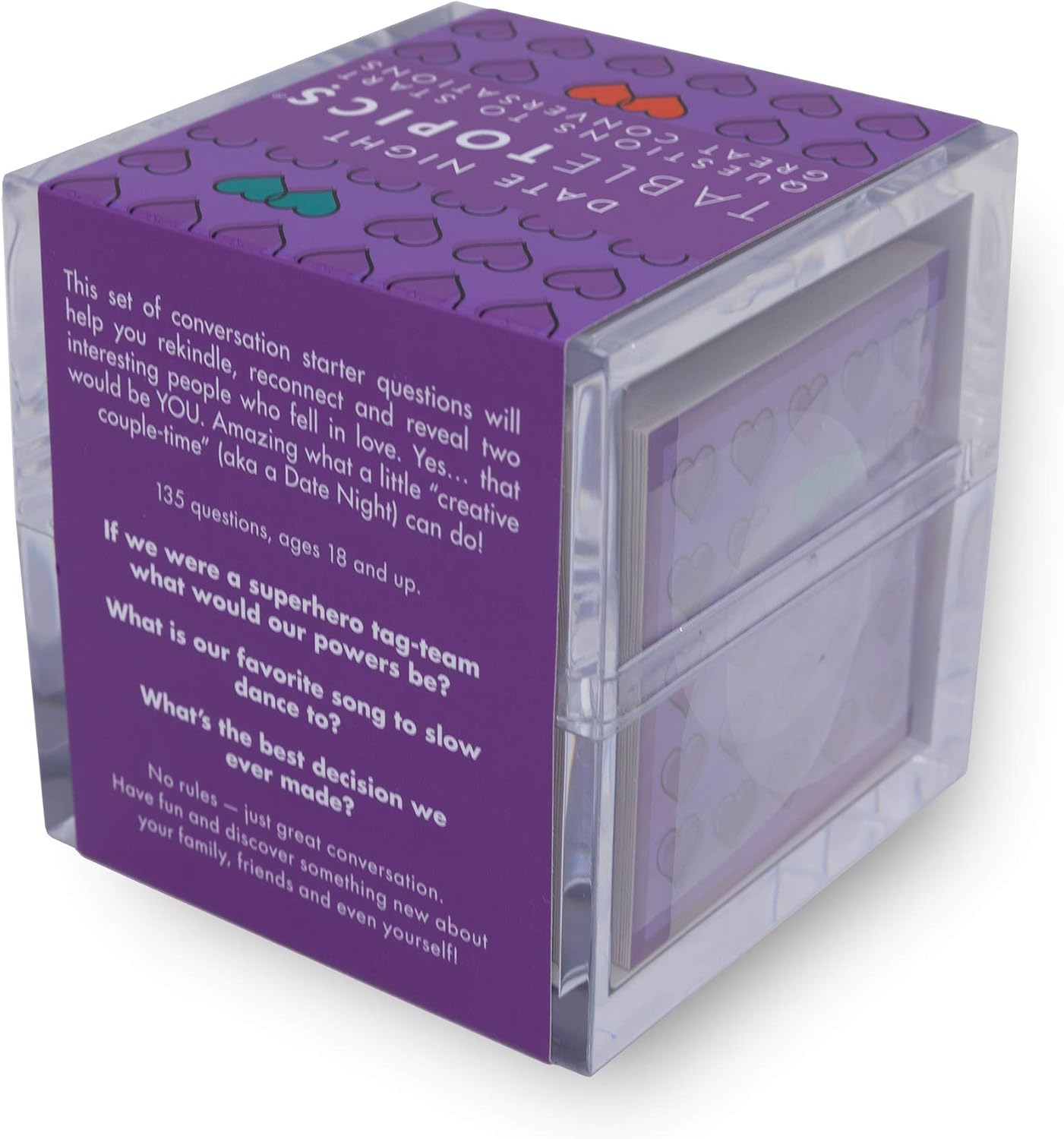 TableTopics Date Night - 135 Conversation Starters for Couples, Date Night, Getting to Know You, Couples Communication, Dating. Gifts for Couples. Purple