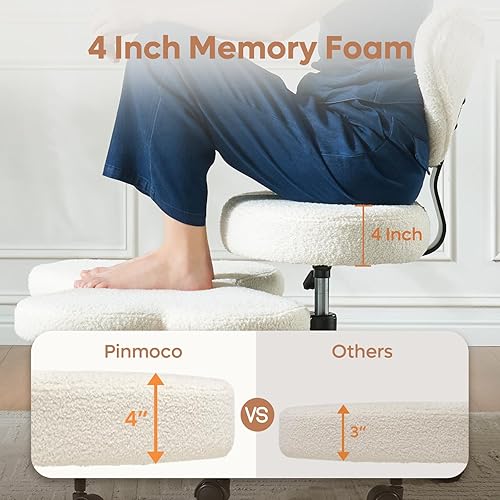 Miniatura 3 de Silla de oficina con patas cruzadas con ruedas, silla de meditación, silla de TDAH para adultos, respaldo y asiento ajustables de altura más ancha,