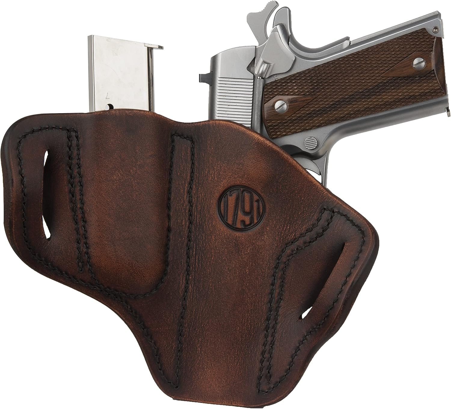 1791 GunLeather Combo 1911 Holster and Mag Pouch, Right Hand OWB Leather Gun and Mag Holster for Belts fits All 1911 Models with 4