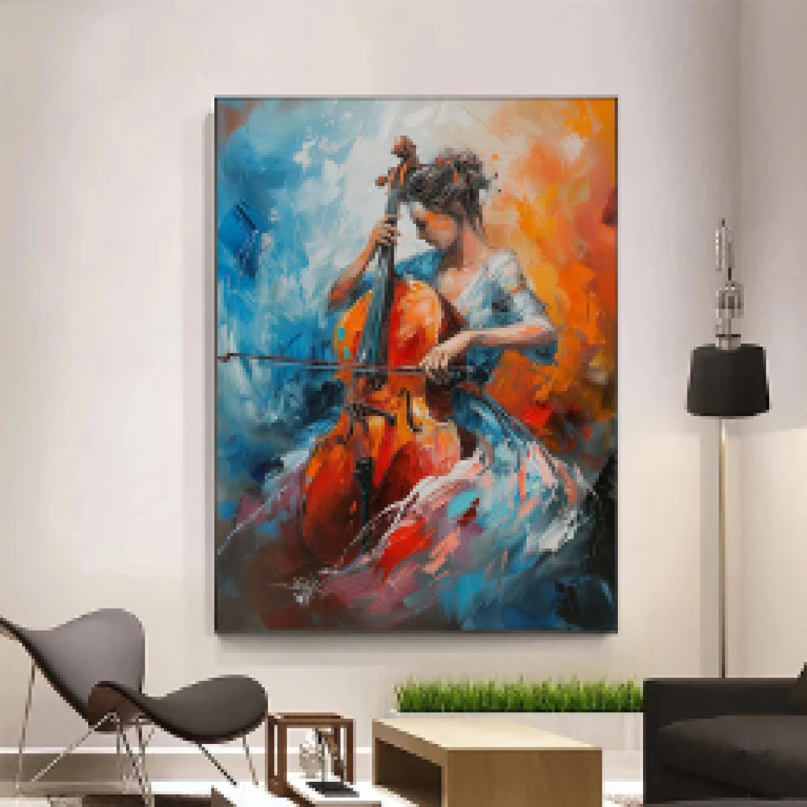 KEMEIQI Chitarra elettrica alla moda strumento musicale poster moderno astratto moda design tela arte pittura immagine bar arredamento casa 80x160cmx3 senza cornice
