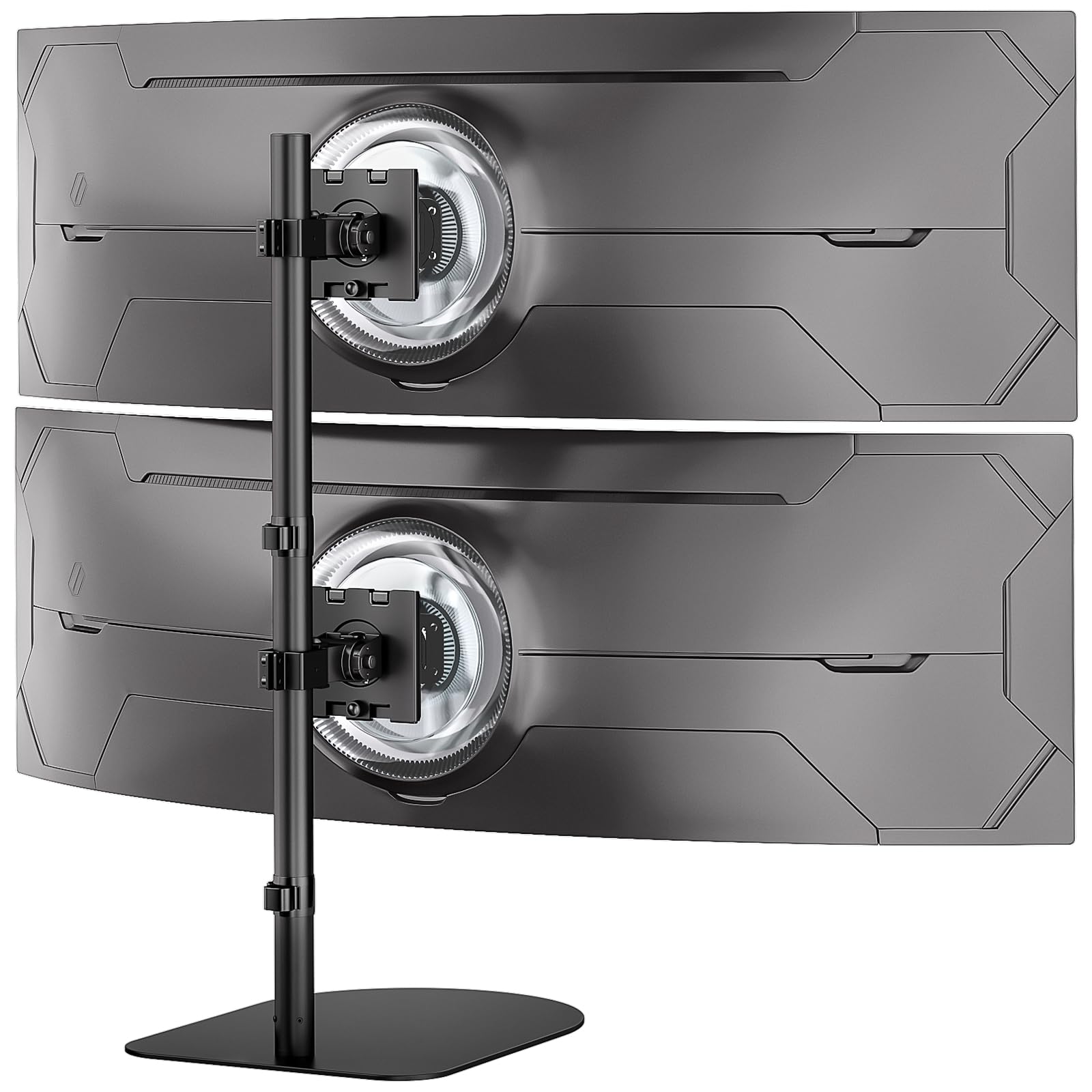 Soporte para monitor de 2 monitores uno encima del otro para 17-49 pulgadas, pantalla apilable vertical, postura independiente, altura ajustable, máx. 20 kg por brazo, VESA 75/100 mm, negro