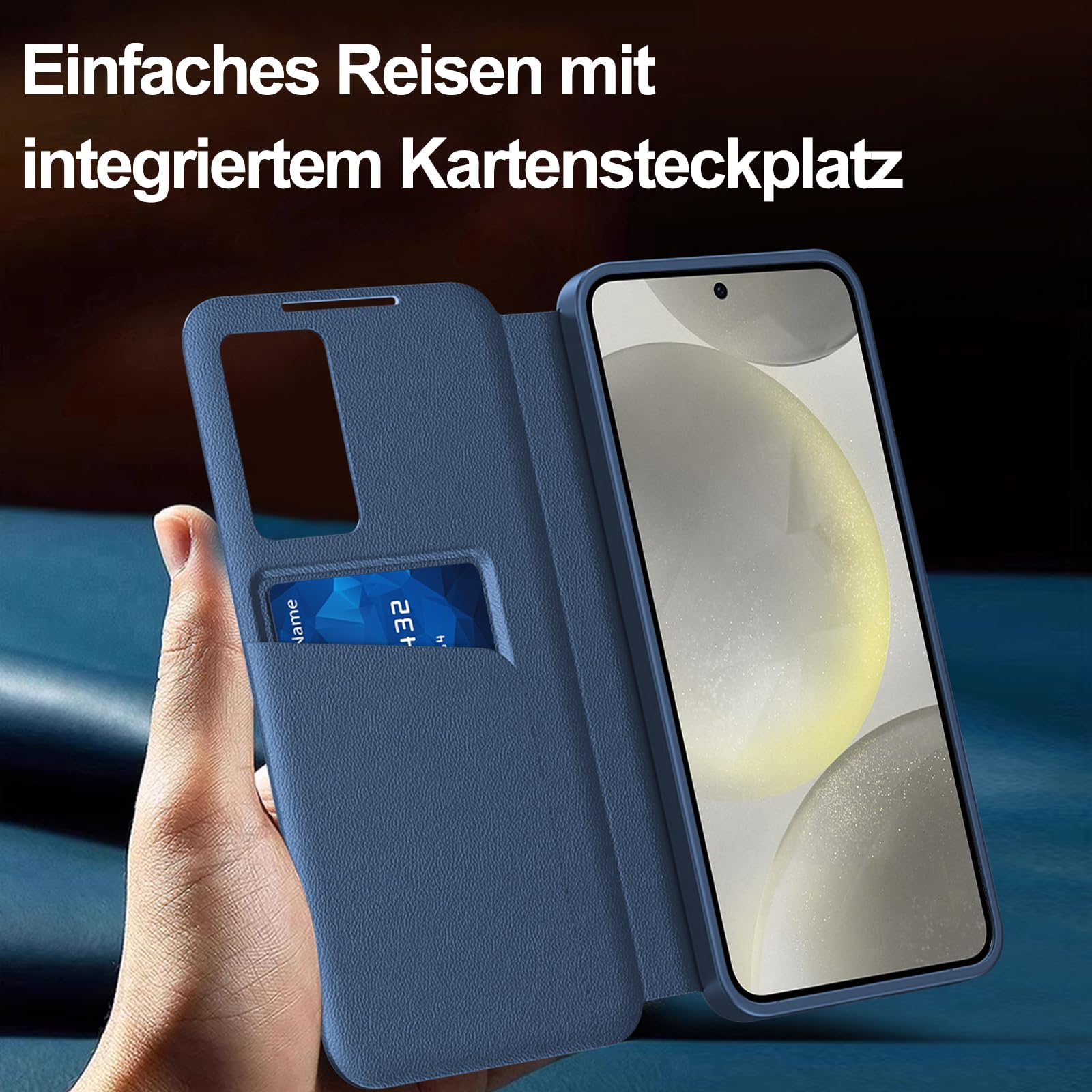 Funda para Samsung Galaxy S25 Plus Smart View, funda tipo cartera, para Samsung S25 Plus 5G, funda transparente con espejo, tarjetero, ventana, Galaxy S25 Plus (azul)