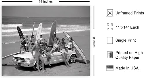 Miniatura 2 de Poster Master Póster vintage de surfistas en la playa, impresión retro de surfistas, arte de playa, arte Mustang, regalo costero para hombres,