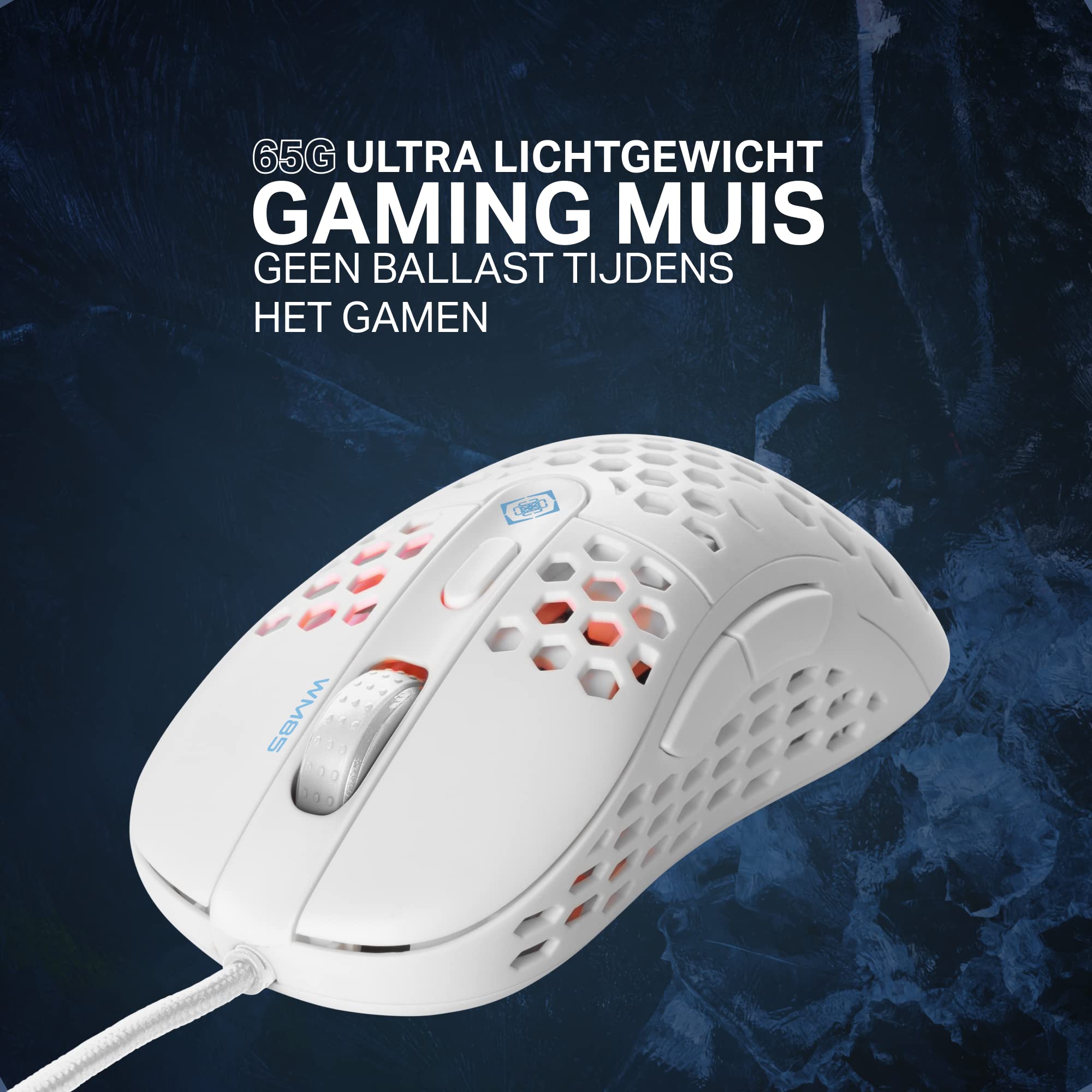 Deltaco Gaming White Line WM85 Lekka Przewodowa myszka do gier - 6400 DPI, 1000 Hz i 220 IPS - Biały