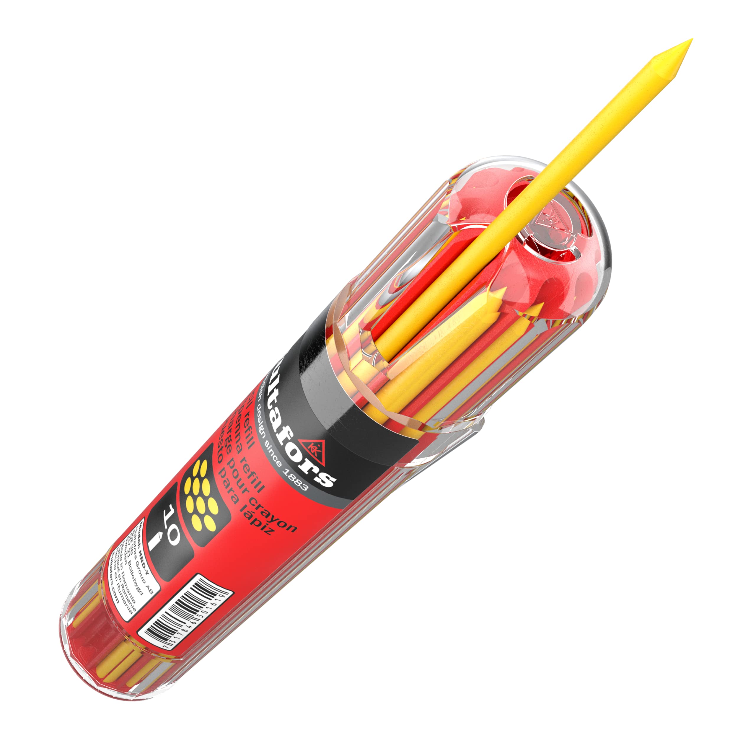 Hultafors Deep hole marker refill set yellow 10 pieces I I In a practical dispenser with clip holder I 2.8 mm universal refills for carpenter's pencil I For a variety of surfaces I 650160 - Image 4