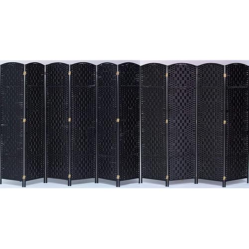 Legacy Decor Diamond Weave Fiber Room Divider (10 Panel, Black)