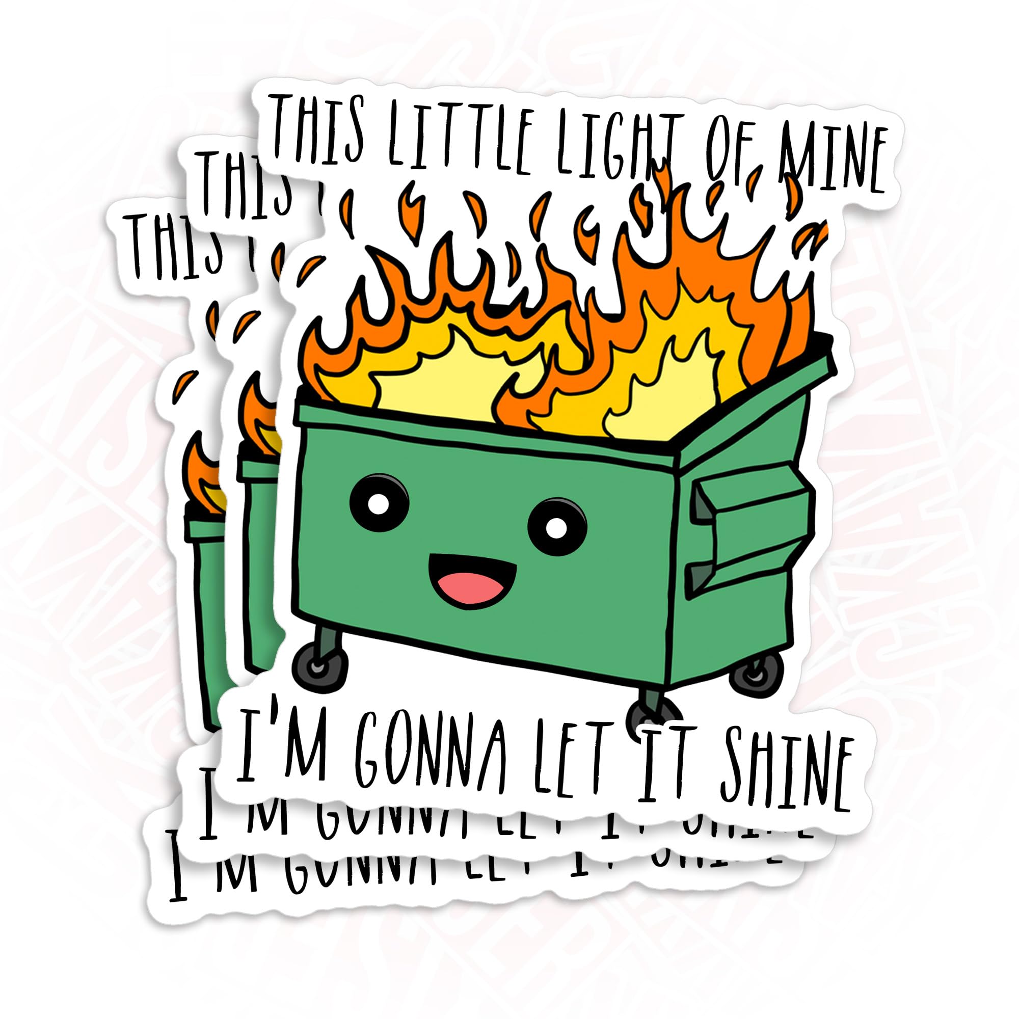 (3Pcs-3") This Little Light of Mine I'm Gonna Let It Shine Stickers - Funny Dumpster Fire Meme Waterproof Vinyl Sticker for Laptop, Water Bottle,