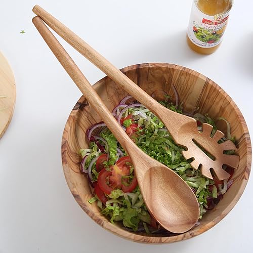 Miniatura 4 de Cucharas de madera de 14 pulgadas para cocinar 2 piezas, cucharas de madera de acacia maciza, utensilios de cocina, acabado liso, mango cómodo,