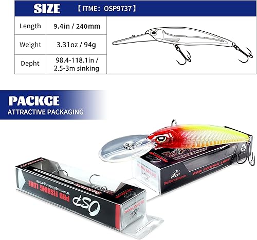 Miniatura 6 de OSP - Coleciones de señuelos de agua dulce y salina  Stripers, GT, contrabajo de boca grande, Smallies, lucio, almizclado, popper de agua superior,