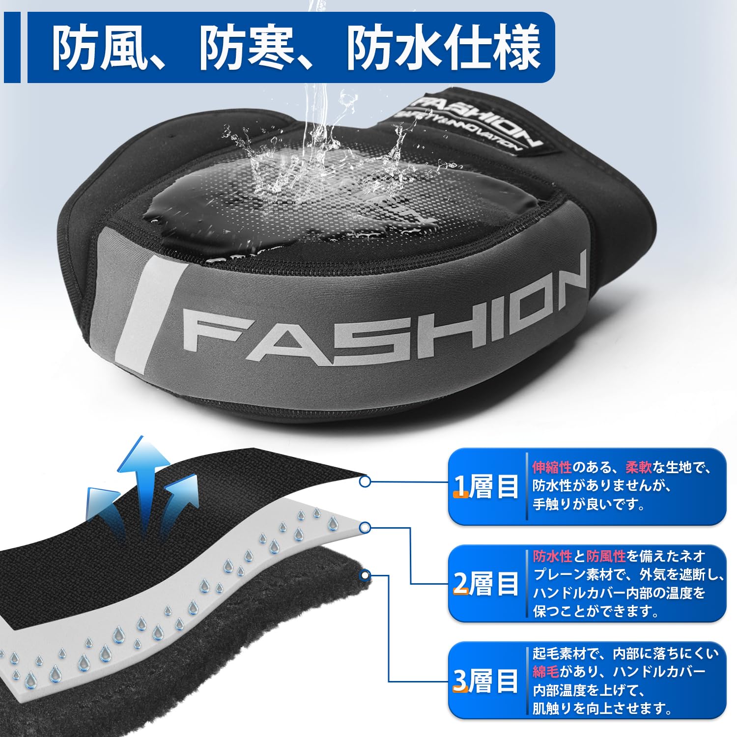 Amazon | Homwarm バイク用ハンドルカバー ネオプレーン製 防水 防風 