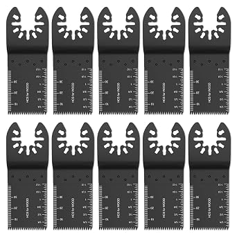 10pcs Multitool Blades High Mix Oscillating Saw Blades with Sharp Teeth Quick Release Oscillating Tool Accessories Fast Cutting Blades Kit for Soft Metal Wood Plastic Cutting