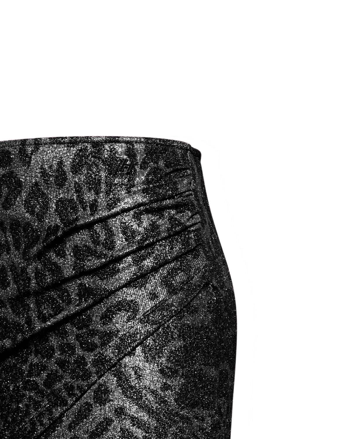 Minigonna drappeggiata con stampa animalier