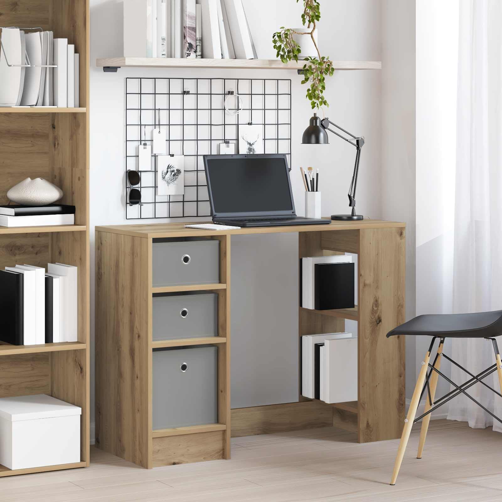 Scrivania in legno di quercia artificiale, 100 x 40 x 75 cm, con cassetti