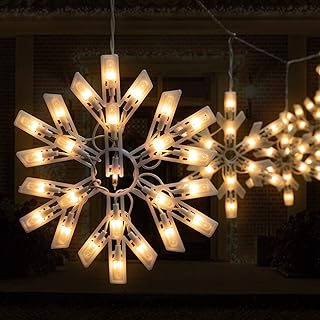 Snow Christmas String Lights 9 Feet with 6 Drops 100 Mini Bulb Connectable Snowflake Icicle Fairy Curtain Lights Plug in f...