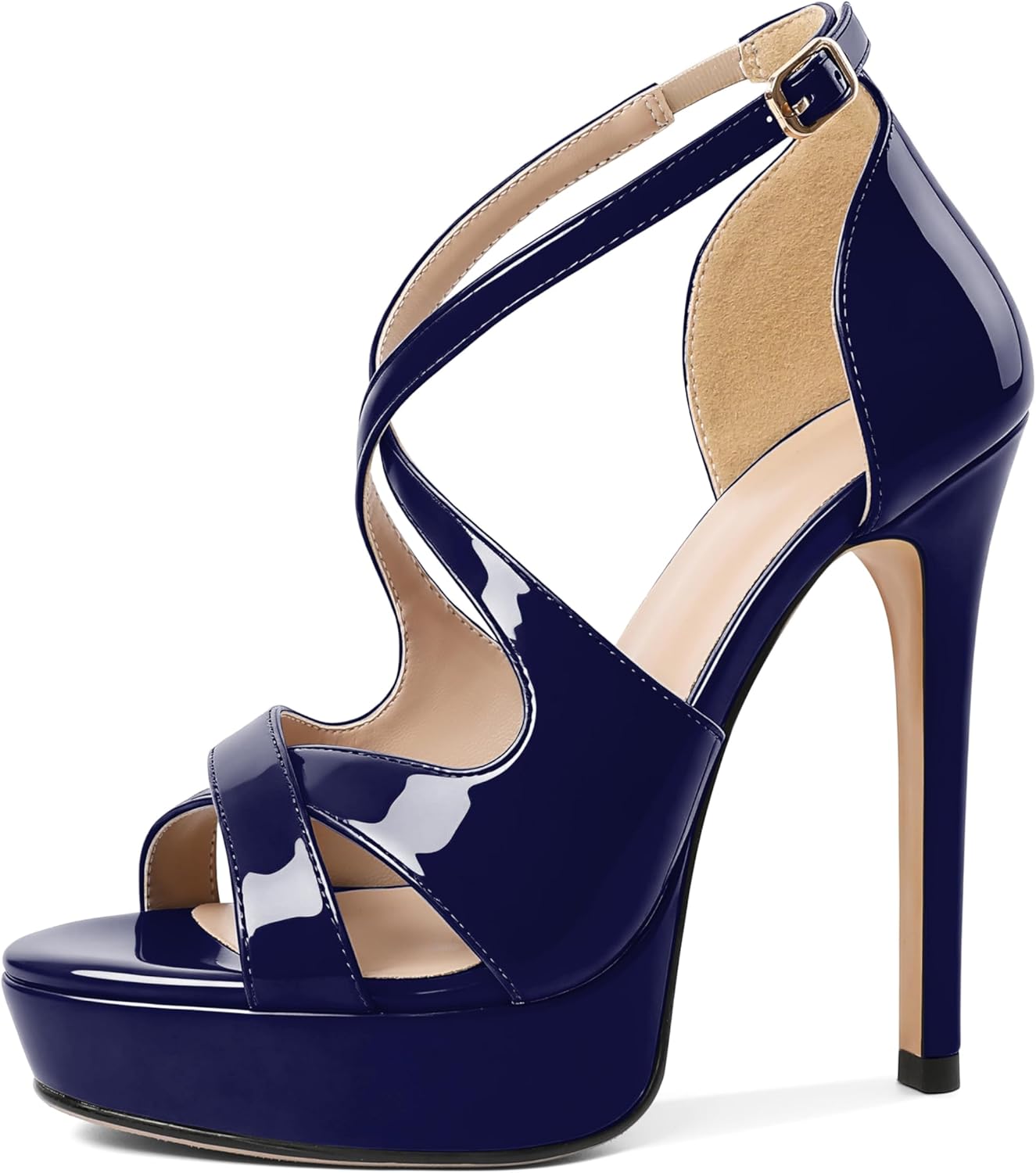 Joseywade Women's Platform Heels Peep Toe Sandals Stiletto Heels 4.7 Inch Ankle Strap Wedding Dress