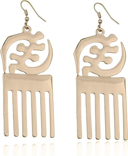 Miniatura 8 de Pendientes colgantes de Nefertiti incrustados antiguos diseño de cruz Ankh y alas Latón no conocido