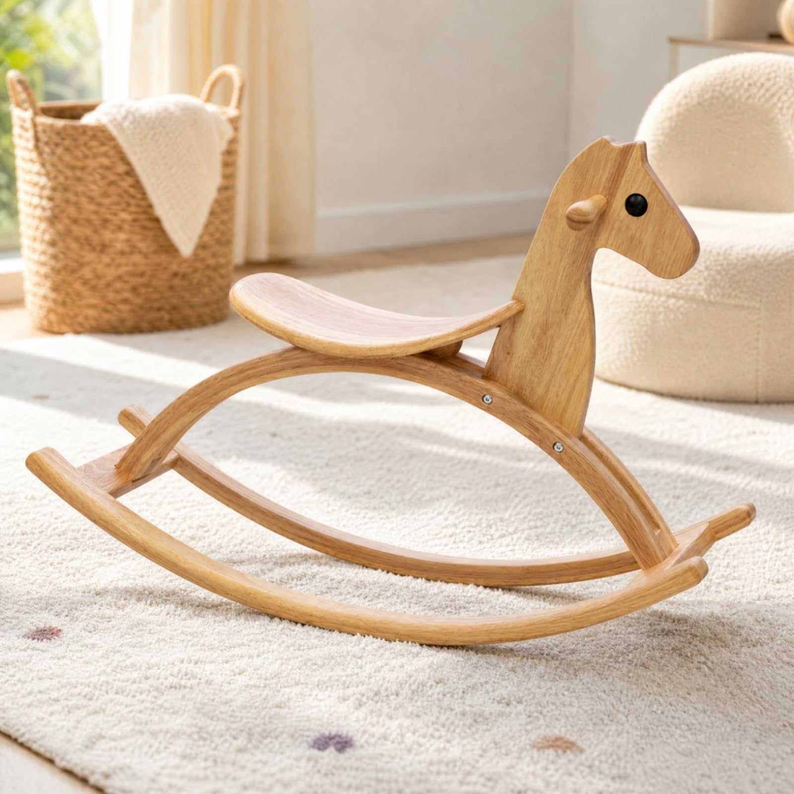 Taburete Mecedor Resistente Balancín Infantil con Asiento Silla para Niños, Madera