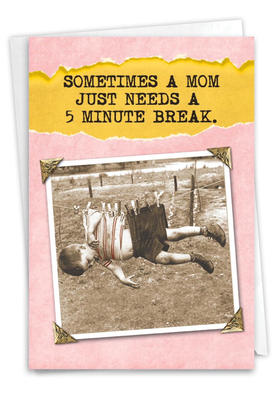 Funny Mothers Day Card with Envelope - Loving, Humor Greetings for Mom - 5 Minute Break 0211
