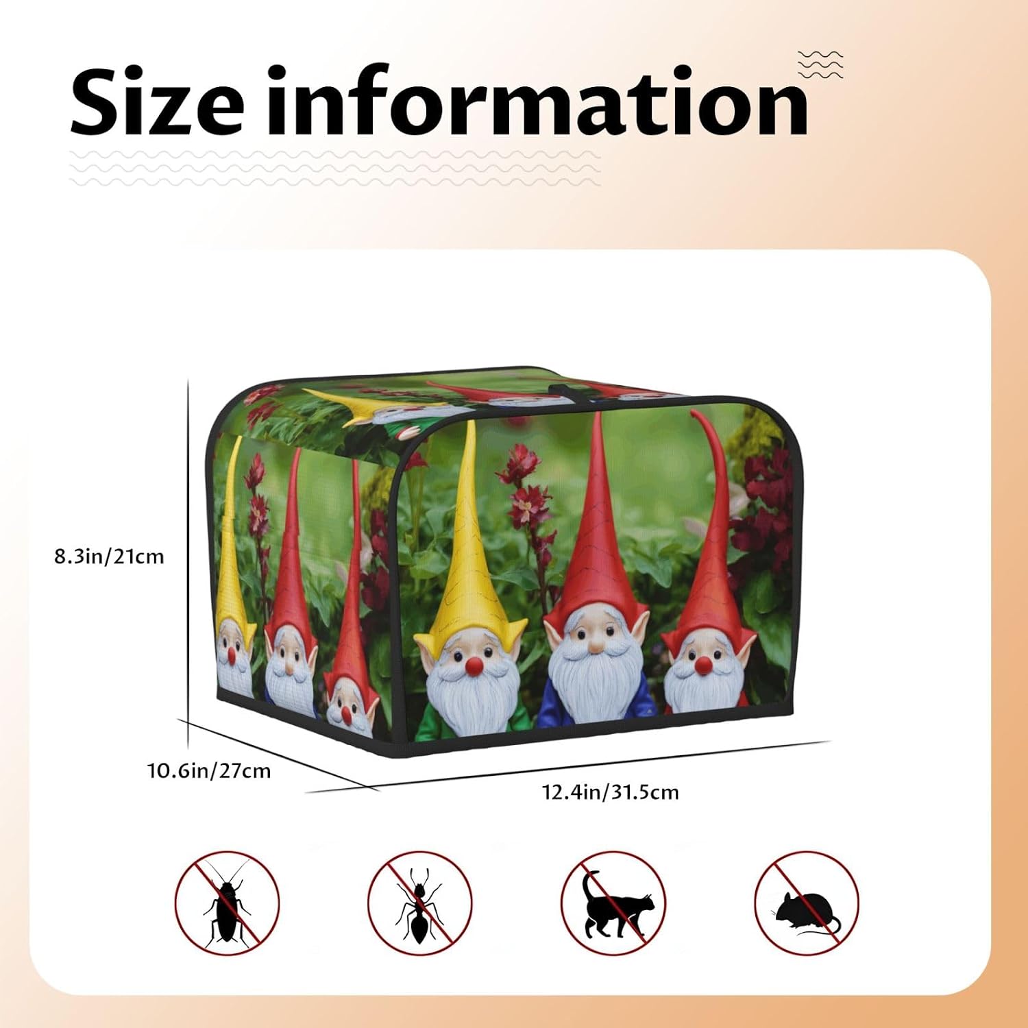 Xmas Funny Gnomes Print 4-Slice Toaster Cover Kitchen Appliance For Bread Home Protector Daily Usability image 4