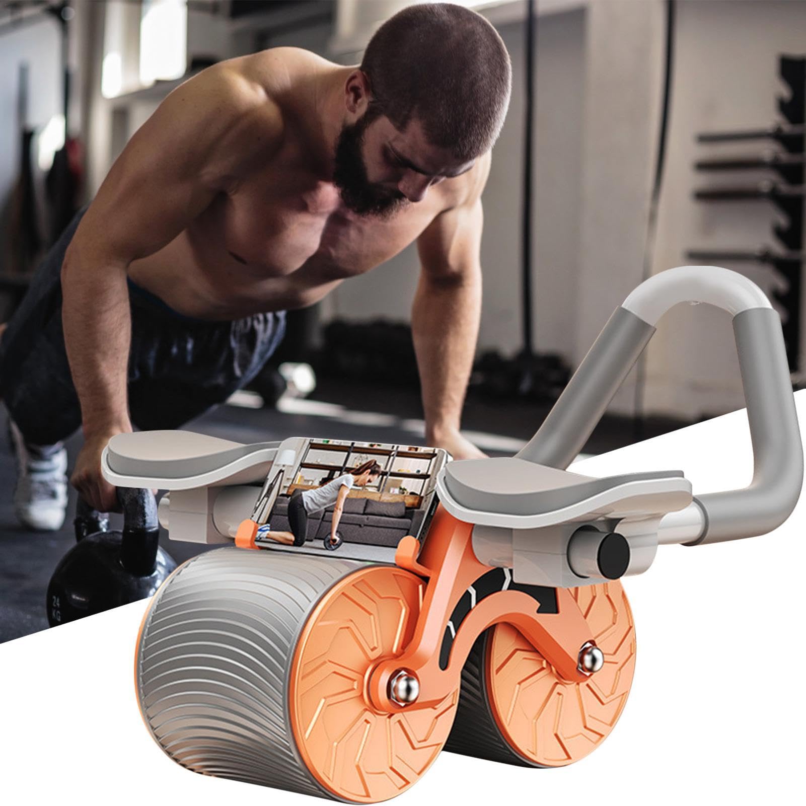 Rullo per addominali a rimbalzo automatico, ruota per esercizi addominali, ruota per allenamento addominale | Ruota per addominali con ginocchiera, attrezzatura fitness automatica per allenamento | ruota per allenamento addominale | Ruota per addominali c