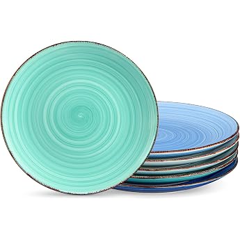 vancasso BONITA Stoneware Dinner Plate Set for 6 People, Diameter 27 cm Plate Set, Crockery for Dishwasher and Microwave, Pas