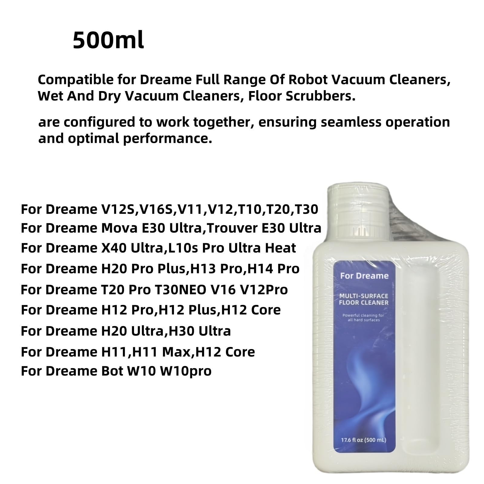 Robot Aspirador. Limpiador De Suelos De 500ml Compatible Con Dreame V11/V12/T10/T20/T30/H11/H12/H13/H14/H16/H20/H30/X30/X40/X50/S50/XS30/L20/M13