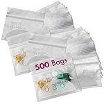 Pill Pouch Bags - (Pack of 500) 3 x 2.75 - BPA Free, Poly Bag Disposable Zipper Pills Baggies, Daily AM PM Travel Medicine Organizer Storage Pouches, Best Clear Reusable with Write-on Labels